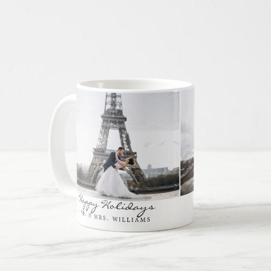 Prettige feestdagen Pas getrouwd fotocollage Koffiemok (Voorkant links)