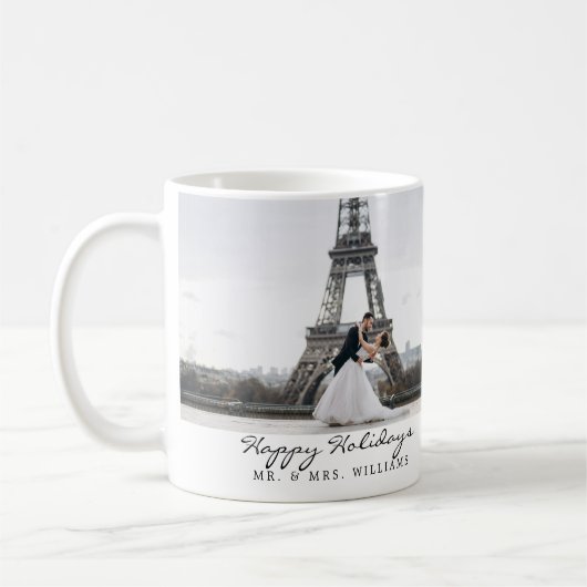 Prettige feestdagen Pas getrouwd fotocollage Koffiemok (Links)