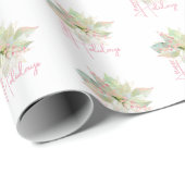 Prettige feestdagen Pastel Poinsettia Cadeaupapier (Rol Hoek)