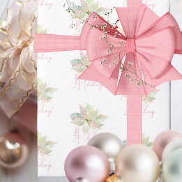 Prettige feestdagen Pastel Poinsettia Cadeaupapier