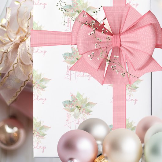 Prettige feestdagen Pastel Poinsettia Cadeaupapier