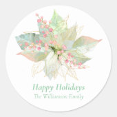 Prettige feestdagen Pastel Poinsettia Ronde Sticker (Voorkant)