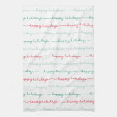 Prettige feestdagen Pastel rood groen Theedoek (Verticaal)