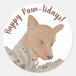 prettige feestdagen Pawlidays Woodland Fox Ronde Sticker