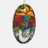 prettige feestdagen Peace Dove Sun-ontwerp Keramisch Ornament (Rechts)