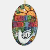 prettige feestdagen Peace Dove Sun-ontwerp Keramisch Ornament (Links)