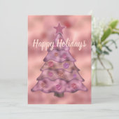 prettige feestdagen Peace Joy Love Roze kerstboom Feestdagenkaart (Staand voorkant)