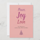 prettige feestdagen Peace Joy Love Roze kerstboom Feestdagenkaart (Achterkant)