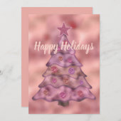 prettige feestdagen Peace Joy Love Roze kerstboom Feestdagenkaart (Voorkant / Achterkant)