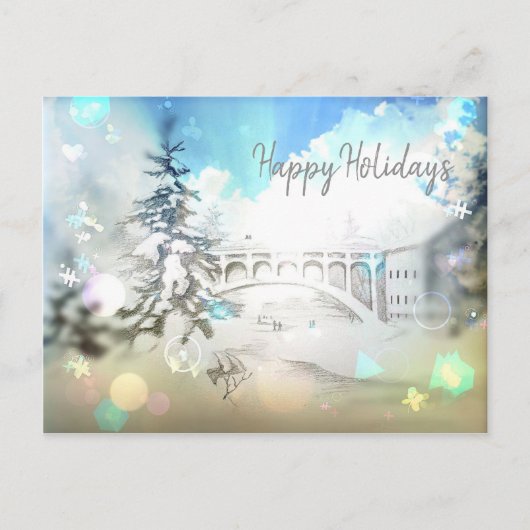 Prettige feestdagen pencil-verfkaart (Voorkant)