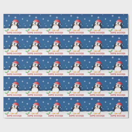 prettige feestdagen Penguin Cadeaupapier (Vlak)