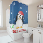 prettige feestdagen Penguin Douchegordijn (In situ)