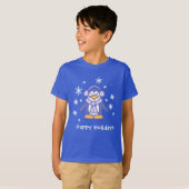 Prettige feestdagen Penguin kind blauw T-shirt (Voorkant volledig)