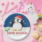 prettige feestdagen Penguin Papieren Bordje (Feest)