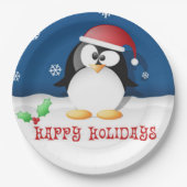 prettige feestdagen Penguin Papieren Bordje (Voorkant)