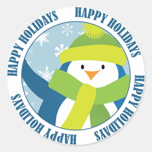 Prettige feestdagen Penguin-Sticker Ronde Sticker (Voorkant)