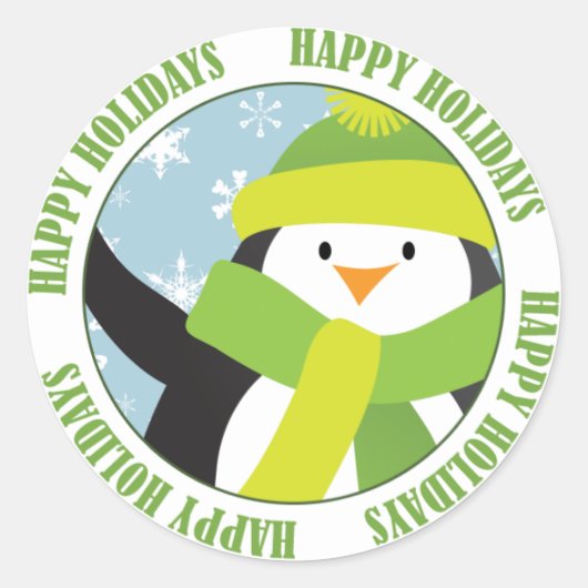 Prettige feestdagen Penguin-Sticker Ronde Sticker (Voorkant)