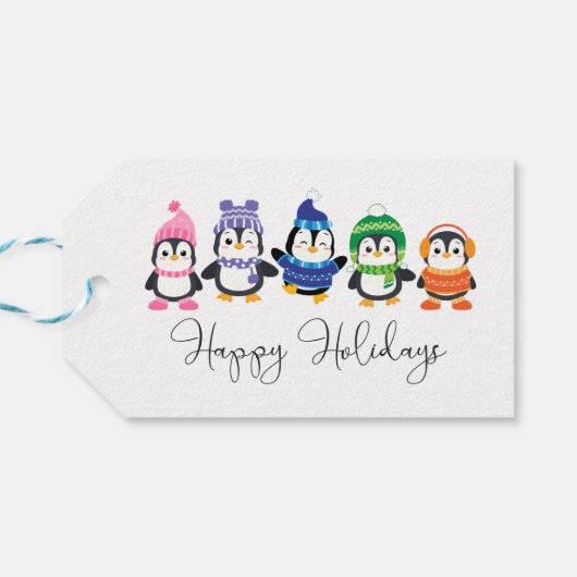 Prettige feestdagen Penguins Cadeau Labels Cadeaulabel (Achterkant Horizontaal)