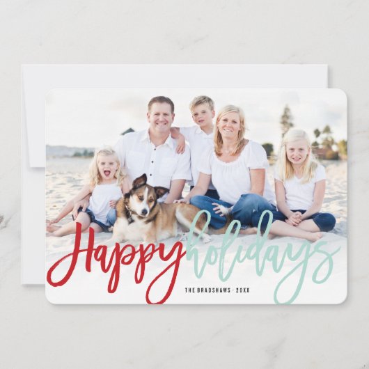 prettige feestdagen Penseelkalligrafie Moderne fot Feestdagenkaart (Voorkant)