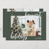 prettige feestdagen Penseelscript groen Feestdagenkaart (Voorkant / Achterkant)