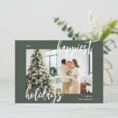 prettige feestdagen Penseelscript groen Feestdagenkaart (Staand voorkant)