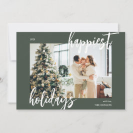 prettige feestdagen Penseelscript groen Feestdagenkaart