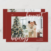 prettige feestdagen Penseelscript rood Feestdagenkaart (Voorkant / Achterkant)