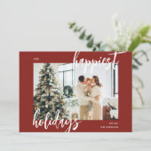 prettige feestdagen Penseelscript rood Feestdagenkaart (Staand voorkant)