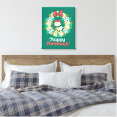 Prettige feestdagen €? | Pepermunt Snoep krans Canvas Afdruk (Insitu (Slaapkamer))