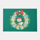 Prettige feestdagen €? | Pepermunt Snoep krans Deurmat (Voorkant)