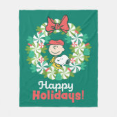 Prettige feestdagen €? | Pepermunt Snoep krans Fleece Deken (Voorkant)