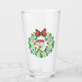 Prettige feestdagen €? | Pepermunt Snoep krans Glas (Voorkant)