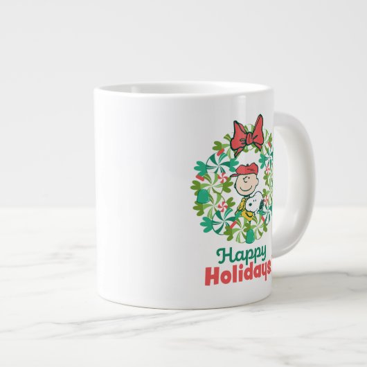 Prettige feestdagen €? | Pepermunt Snoep krans Grote Koffiekop (Voorkant rechts)