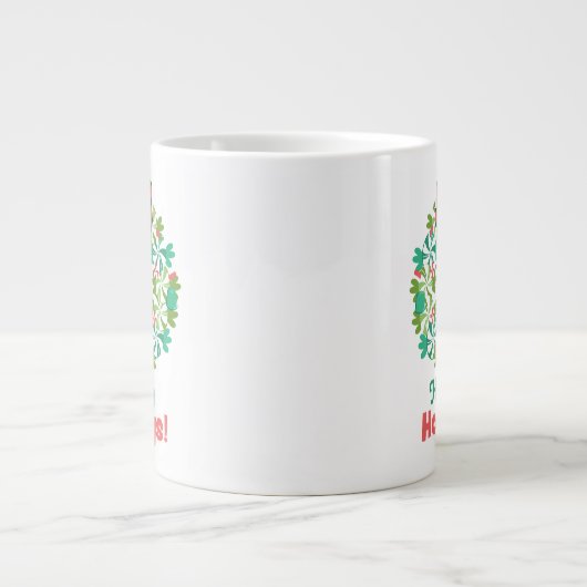 Prettige feestdagen €? | Pepermunt Snoep krans Grote Koffiekop (Voorkant)