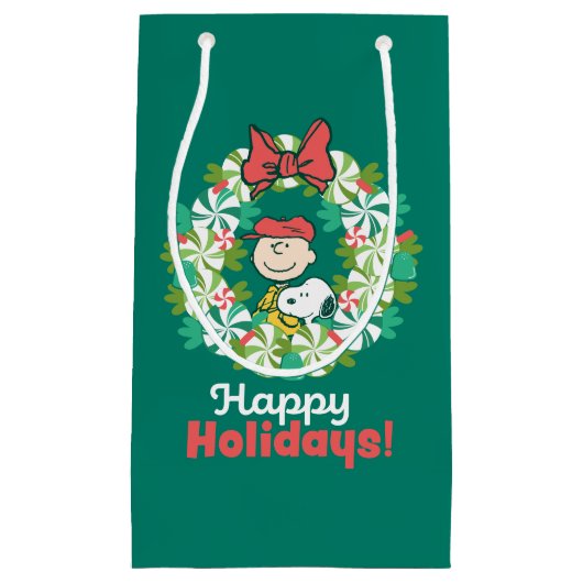 Prettige feestdagen €? | Pepermunt Snoep krans Klein Cadeauzakje (Voorkant)