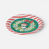 Prettige feestdagen €? | Pepermunt Snoep krans Papieren Bordje (Gekanteld)