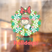 Prettige feestdagen €? | Pepermunt Snoep krans Raamsticker (Vel 2)