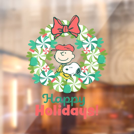 Prettige feestdagen €? | Pepermunt Snoep krans Raamsticker (Vel 2)