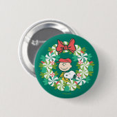 Prettige feestdagen €? | Pepermunt Snoep krans Ronde Button 5,7 Cm (Voorkant /achterkant)