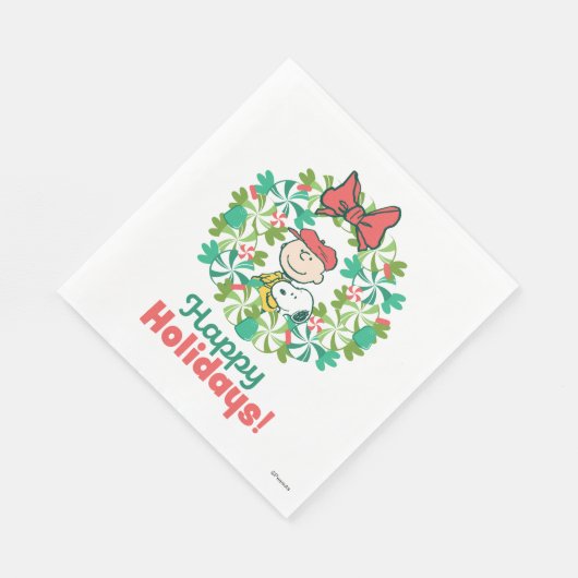 Prettige feestdagen €? | Pepermunt Snoep krans Servet (Hoek)