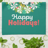 Prettige feestdagen €? | Pepermunt Snoep krans Theedoek (Gevouwen)