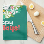 Prettige feestdagen €? | Pepermunt Snoep krans Theedoek (Quarter Fold)