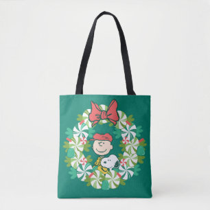 Prettige feestdagen €?   Pepermunt Snoep krans Tote Bag