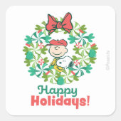 Prettige feestdagen €? | Pepermunt Snoep krans Vierkante Sticker (Voorkant)