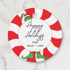 Prettige feestdagen Peppermint Snoep Swirl Fun Elf Bedankjes Labels
