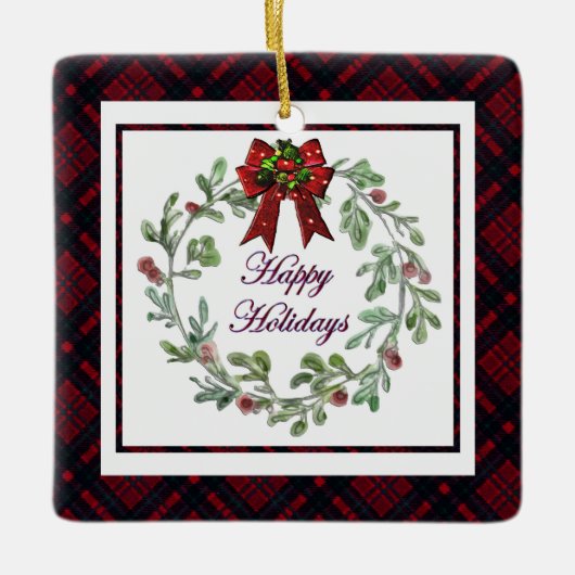 Prettige feestdagen Personaliseren Keramisch Ornament (Voorkant)