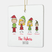 prettige feestdagen persoonlijke kerstfamilie keramisch ornament (Links)