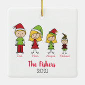 prettige feestdagen persoonlijke kerstfamilie keramisch ornament (Achterkant)