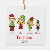 prettige feestdagen persoonlijke kerstfamilie keramisch ornament (Voorkant)