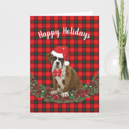 prettige feestdagen Pet Boxer Puppy Pset Santa Hat (Voorkant)